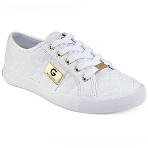 G by Guess Women's White and Gold Quilted Sneakers